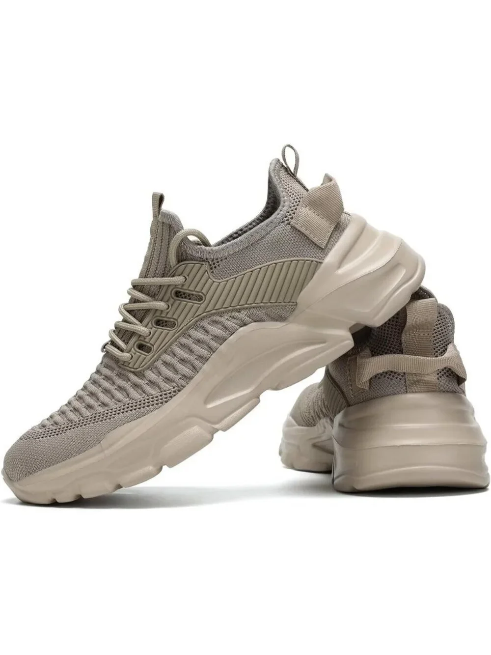 Men's Khaki Rubber Non Slip Breathable Lightweight Fashion Athletic Sneakers